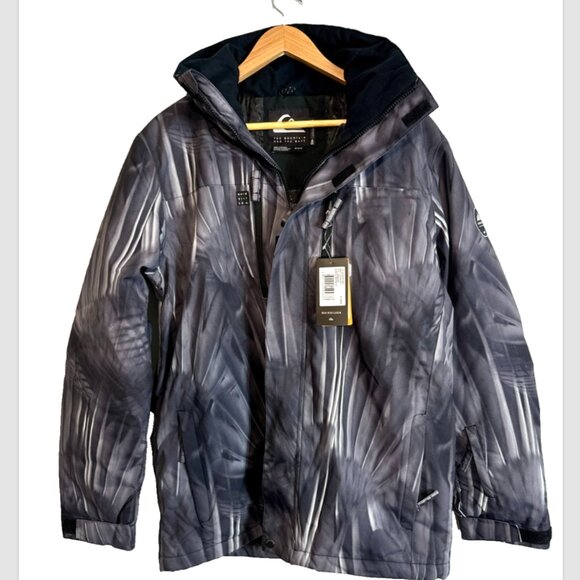 NWT Quiksilver Men's Mission Printed Stellar Black Jacket Dry Flight Highline M - Picture 1 of 8
